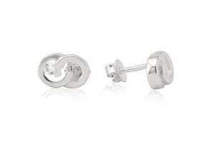 Ezüst fülbevaló bedugós fonódó kör köves - Ezüst karkötő