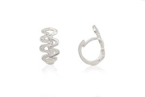 Ezüst fülbevaló bepattintós dupla hullám mintával - Ezüst fülbevaló