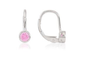 Ezüst gyermek fülbevaló patentzáras button ródiumbevonatos - Ezüst fülbevaló