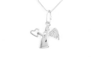 Ezüst medál angyalka szívvel - Ezüst medál