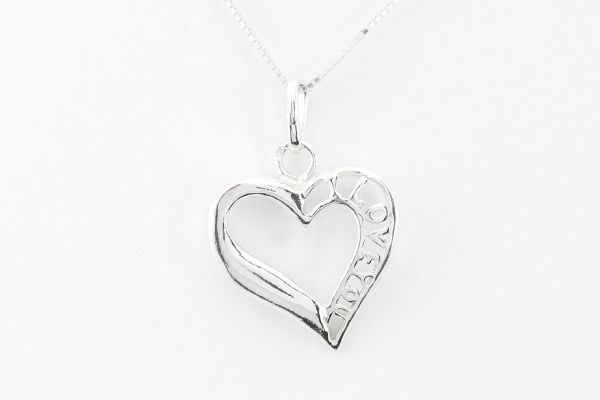 Ezüst medál áttört szív I love you felirattal
