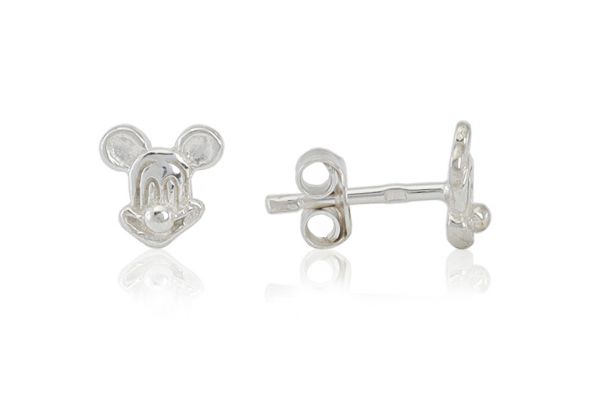 Ezüst gyermek fülbevaló bedugós Mickey egér